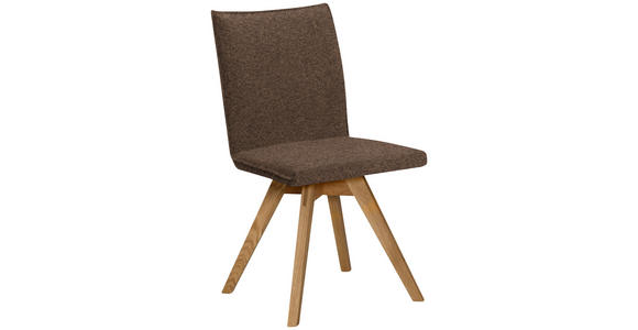 STUHL Samt Braun, Eichefarben Wildeiche massiv  - Eichefarben/Braun, KONVENTIONELL, Holz/Textil (60/91/61cm) - Moderano