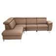 ECKSOFA in Echtleder Braun  239/271 cm  - Alufarben/Braun, Design, Leder/Metall (239/271cm) - Cantus