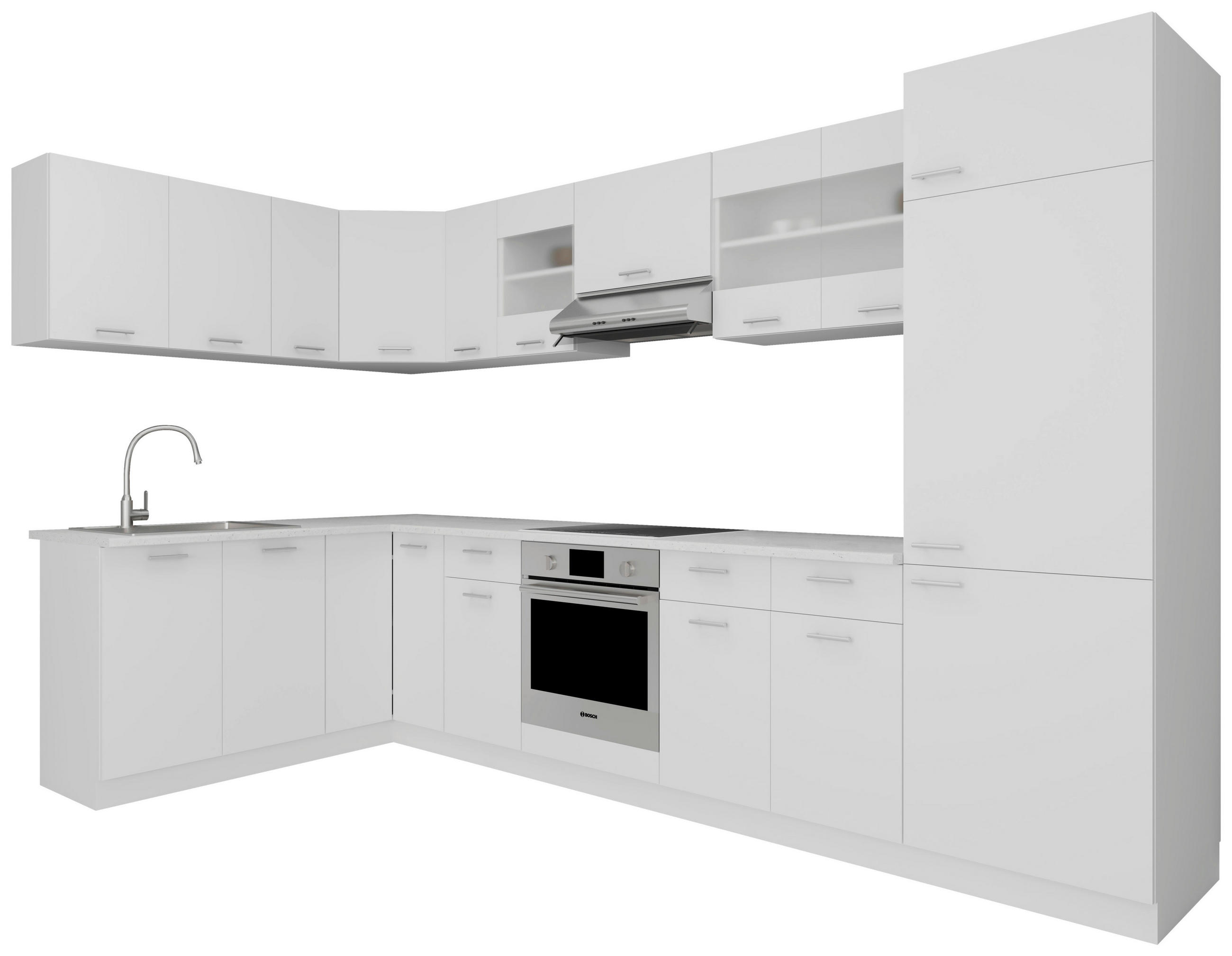 ECKKÜCHE 178/328 cm  in Weiß  - Alufarben/Weiß, KONVENTIONELL, Holzwerkstoff/Metall (178/328cm) - MID.YOU