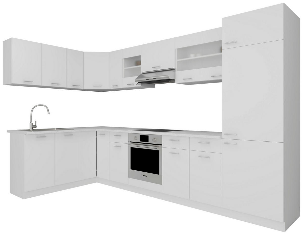 HÖRNKÖK 178/328 cm  i vit  - vit/aluminiumfärg, Klassisk, metall/trämaterial (178/328cm) - MID.YOU