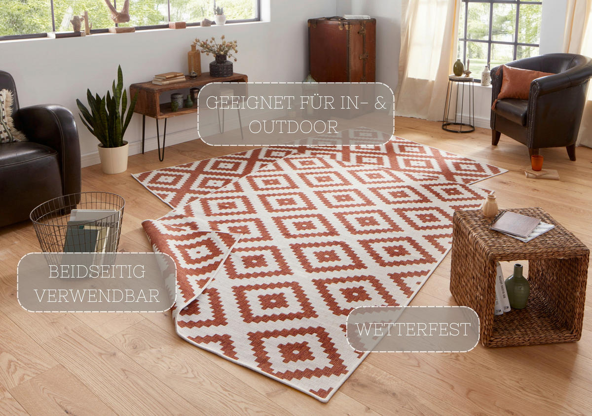 OUTDOORTEPPICH 240/340 cm Twin Creme, Terracotta  - Terracotta/Creme, Basics, Kunststoff (240/340cm)
