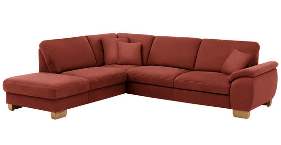 ECKSOFA in Mikrofaser Rot  - Wildeiche/Beige, KONVENTIONELL, Holz/Textil (236/286cm) - Voleo