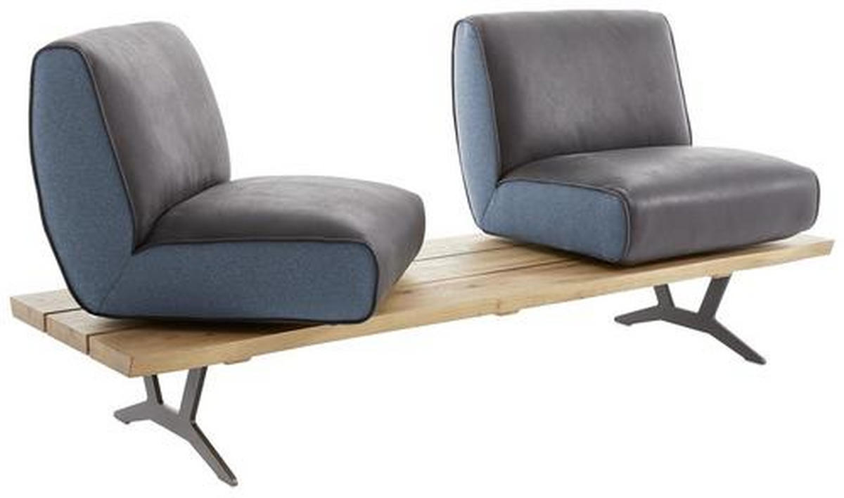 SITZBANK 190/85/69 cm  in Schwarz, Türkis, Dunkelbraun  - Türkis/Dunkelbraun, Design, Leder/Holz (190/85/69cm) - Ambiente