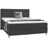 BOXSPRINGBETT 180/200 cm  in Dunkelgrau  - Chromfarben/Dunkelgrau, Konventionell, Kunststoff/Textil (180/200cm) - Voleo