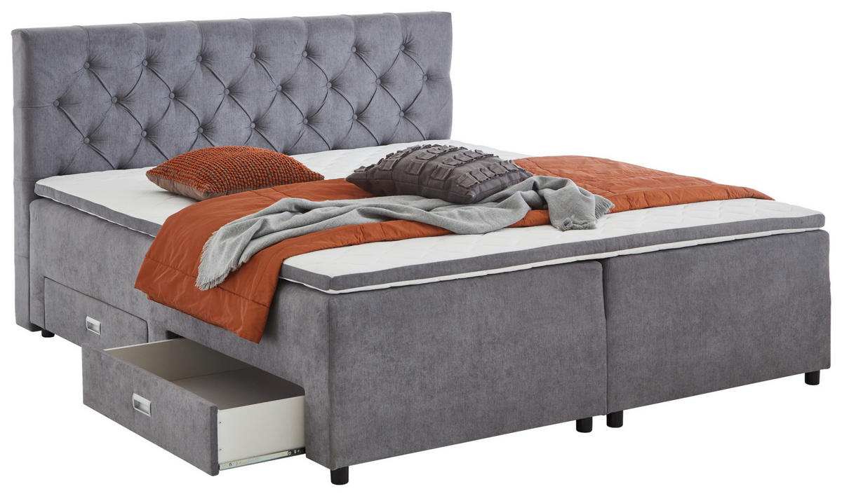 BOXBETT 180/200 cm  in Grau  - Grau, MODERN, Kunststoff/Textil (180/200cm) - MID.YOU