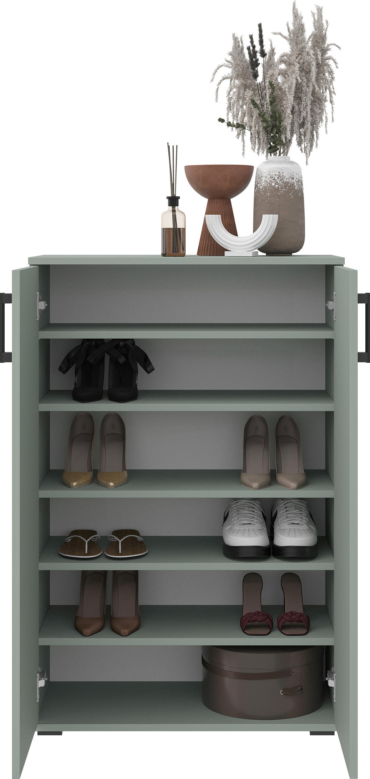 SCHUHSCHRANK Grün  - Schwarz/Grün, KONVENTIONELL, Holzwerkstoff/Kunststoff (70/106/33,4cm) - Xora