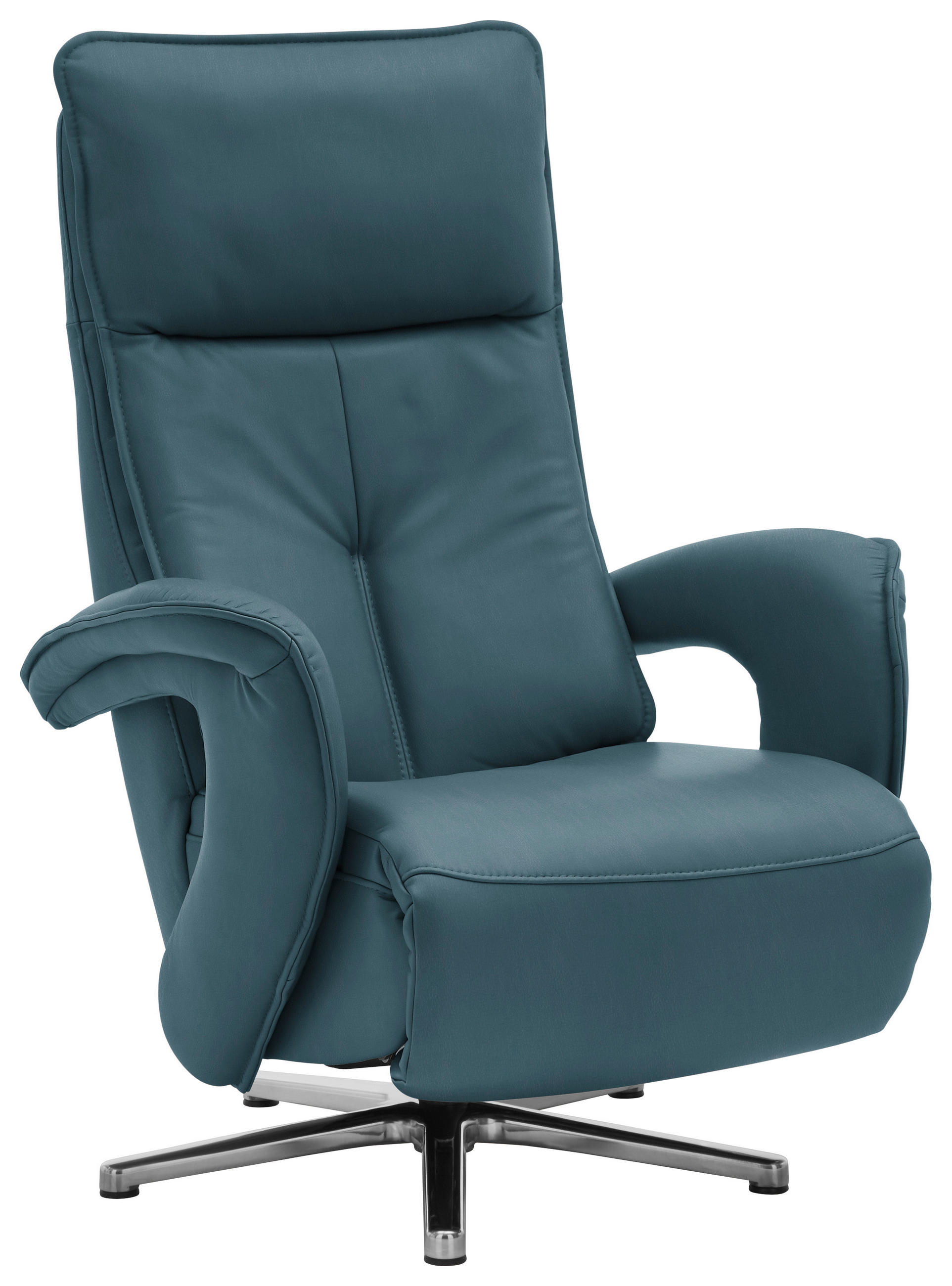 RELAXSESSEL in Leder Blau  - Blau/Edelstahlfarben, Design, Leder/Metall (77/110/87cm) - Valdera