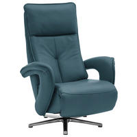 RELAXSESSEL in Leder Blau  - Blau/Edelstahlfarben, Design, Leder/Metall (77/110/87cm) - Valdera