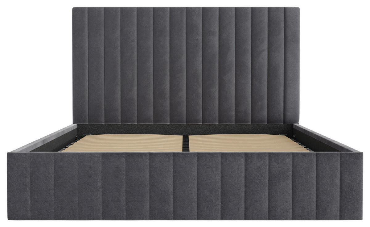 POLSTERBETT Bettkasten, Lattenrost 160/200 cm  in Anthrazit  - Anthrazit/Schwarz, Design, Holz/Textil (160/200cm) - Boxxx