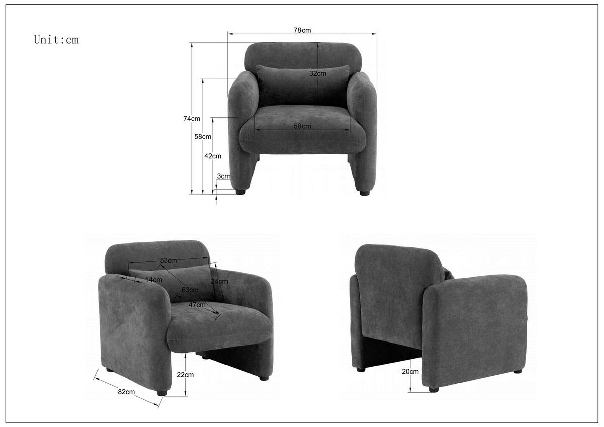 SESSEL in Samt Creme  - Creme/Schwarz, Design, Kunststoff/Textil (83/83/76cm) - MID.YOU