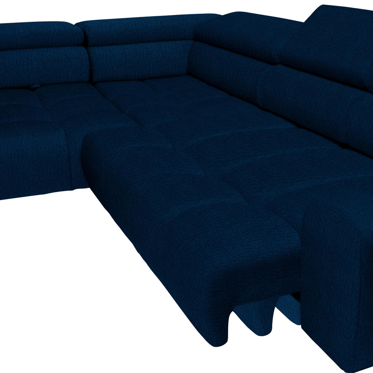 ECKSOFA in Samt, Webstoff Blau  - Blau/Schwarz, Design, Textil/Metall (216/300cm) - Welnova