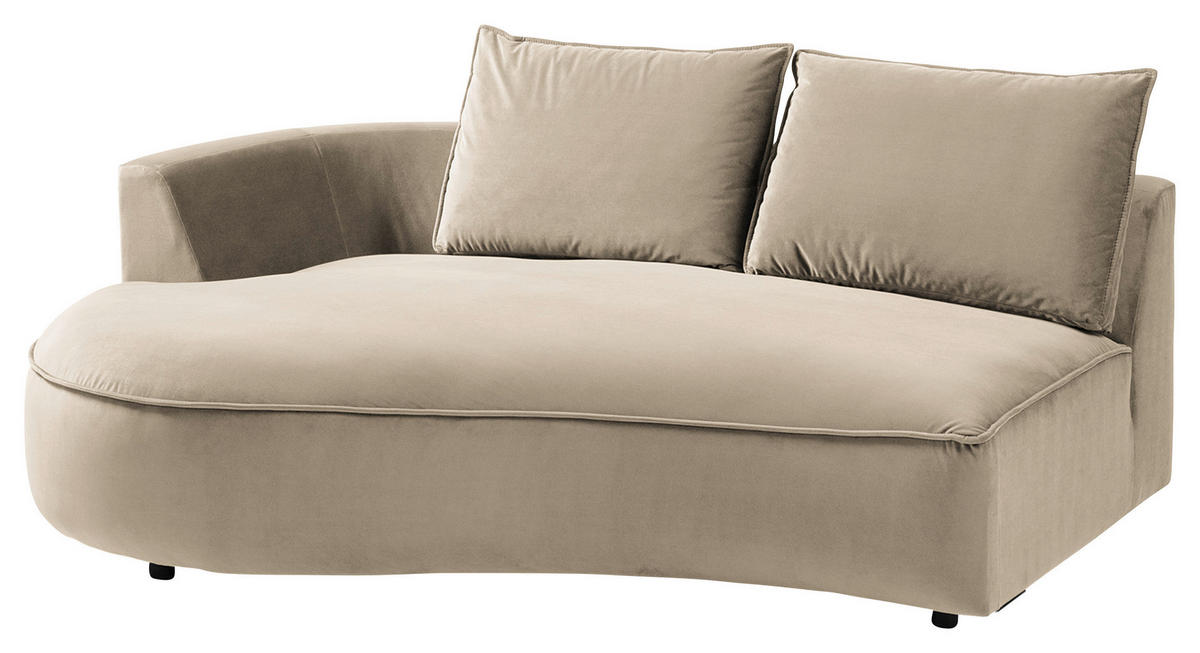 BIGSOFA Samt Beige  - Beige/Schwarz, Design, Kunststoff/Textil (322/66/154cm) - home24