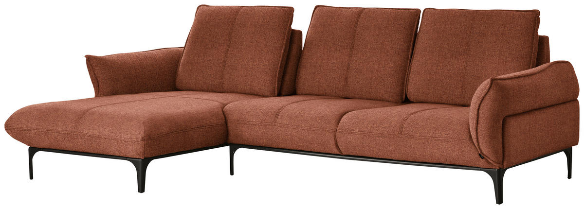 ECKSOFA in Webstoff Orange, Rostfarben  182/277 cm  - Rostfarben/Schwarz, Natur, Textil (182/277cm) - Valnatura