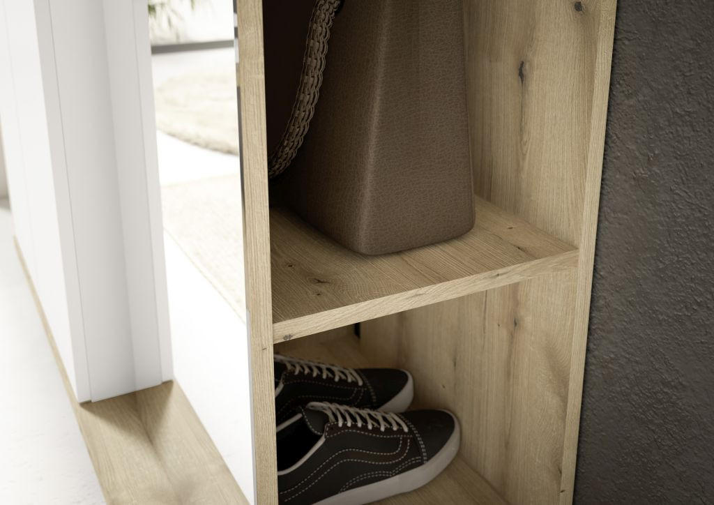 GARDEROBE  in 105/188/38 cm  - Eichefarben/Weiß, MODERN, Glas/Holzwerkstoff (105/188/38cm) - Xora