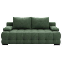 SCHLAFSOFA  mit Stoffauswahl, Schlafen auf Sitzhöhe, Rücken echt Struktur Grün  - Schwarz/Grün, KONVENTIONELL, Kunststoff/Textil (209/96/100cm) - Stylife