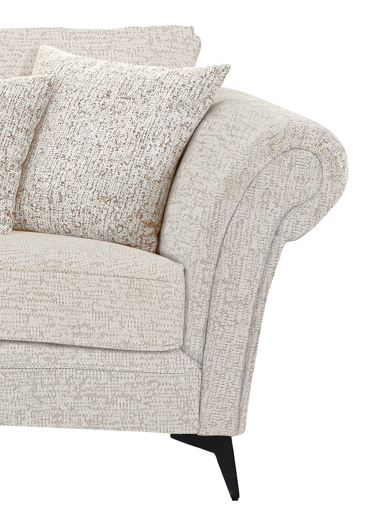 MEGASOFA Chenille Beige  - Beige/Schwarz, ROMANTIK / LANDHAUS, Textil/Metall (273/50-79/125cm) - Landscape