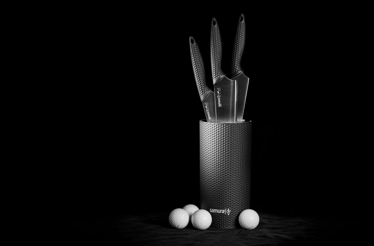 BLOK ZA NOŽE  GOLF  - srebrne barve/črna, Basics, kovina/umetna masa - Samura