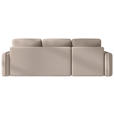 ECKSOFA Creme Flachgewebe Zierkissen, Rückenkissen, Bettkasten, Schlaffunktion, Rücken echt, Liegefläche im Originalstoff  - Creme/Schwarz, MODERN, Kunststoff/Textil (142/240cm) - Carryhome