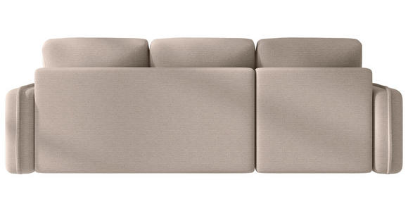 ECKSOFA Creme Flachgewebe Zierkissen, Rückenkissen, Bettkasten, Schlaffunktion, Rücken echt, Liegefläche im Originalstoff  - Creme/Schwarz, MODERN, Kunststoff/Textil (142/240cm) - Carryhome