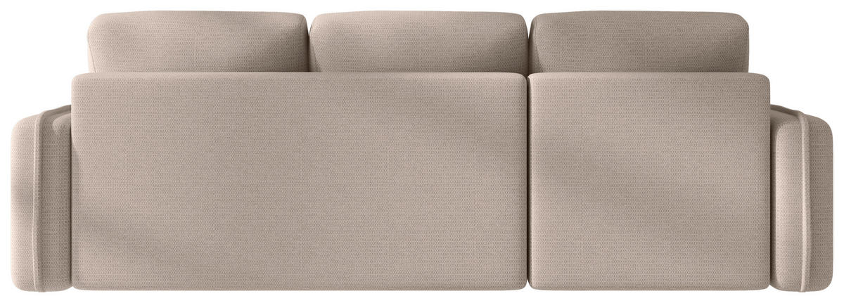 ECKSOFA Creme Flachgewebe Zierkissen, Rückenkissen, Bettkasten, Schlaffunktion, Rücken echt, Liegefläche im Originalstoff  - Creme/Schwarz, MODERN, Kunststoff/Textil (142/240cm) - Carryhome