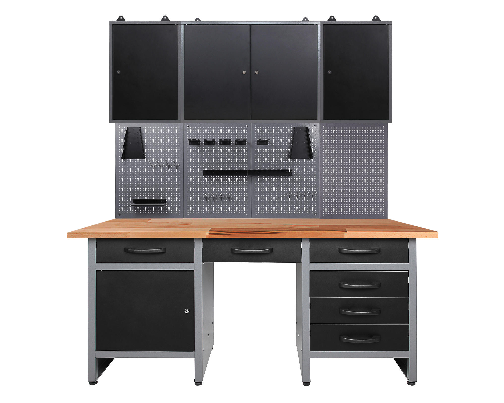WERKBANKSET  - Anthrazit/Grau, Basics, Holz/Metall (160/205/60cm) - Ambia Garden