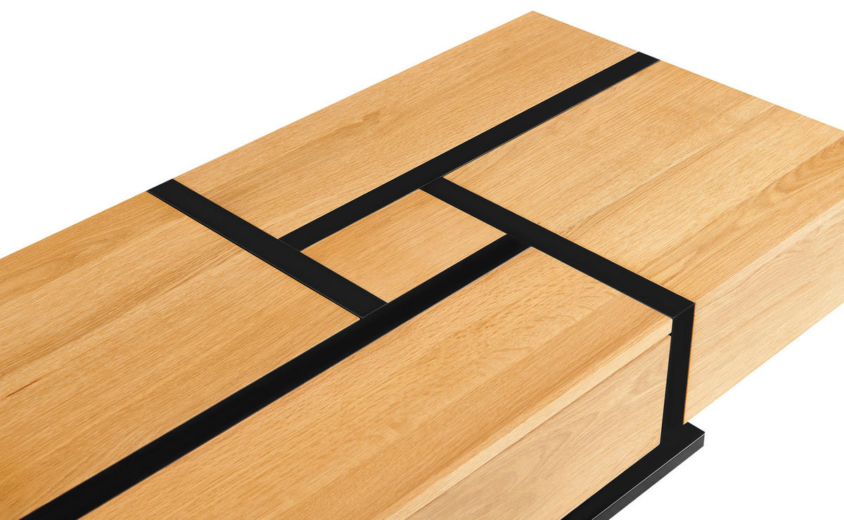 KLUBSKA MIZA, črna, barve hrasta  - črna/barve hrasta, Design, kovina/leseni material (120/65/40cm) - Livetastic