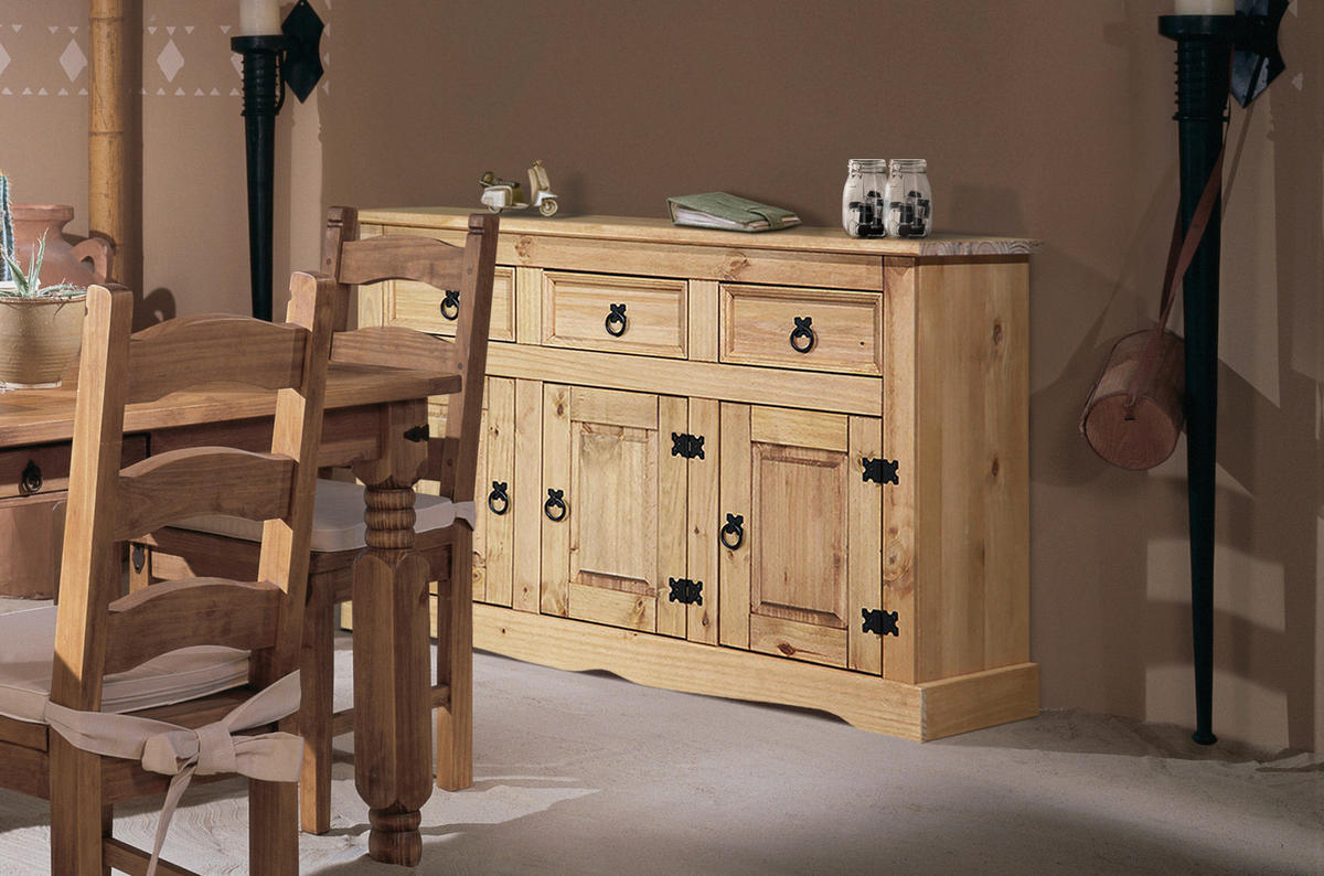 SIDEBOARD 132/84/44 cm  - Schwarz/Honig, Natur, Holz (132/84/44cm) - Livetastic