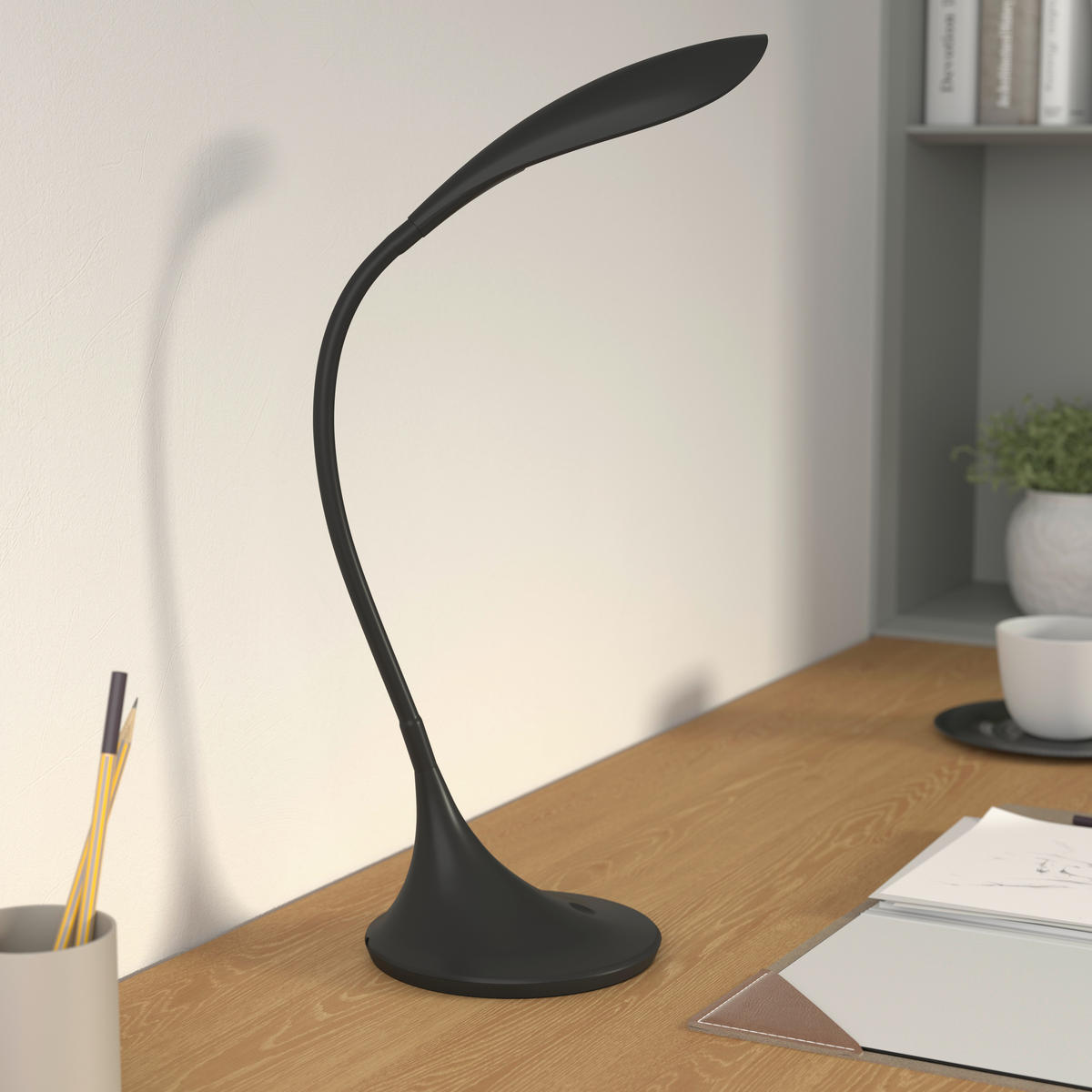 SCHREIBTISCHLEUCHTE 22/17/37,5 cm   - Schwarz, Basics, Kunststoff (22/17/37,5cm) - Novel