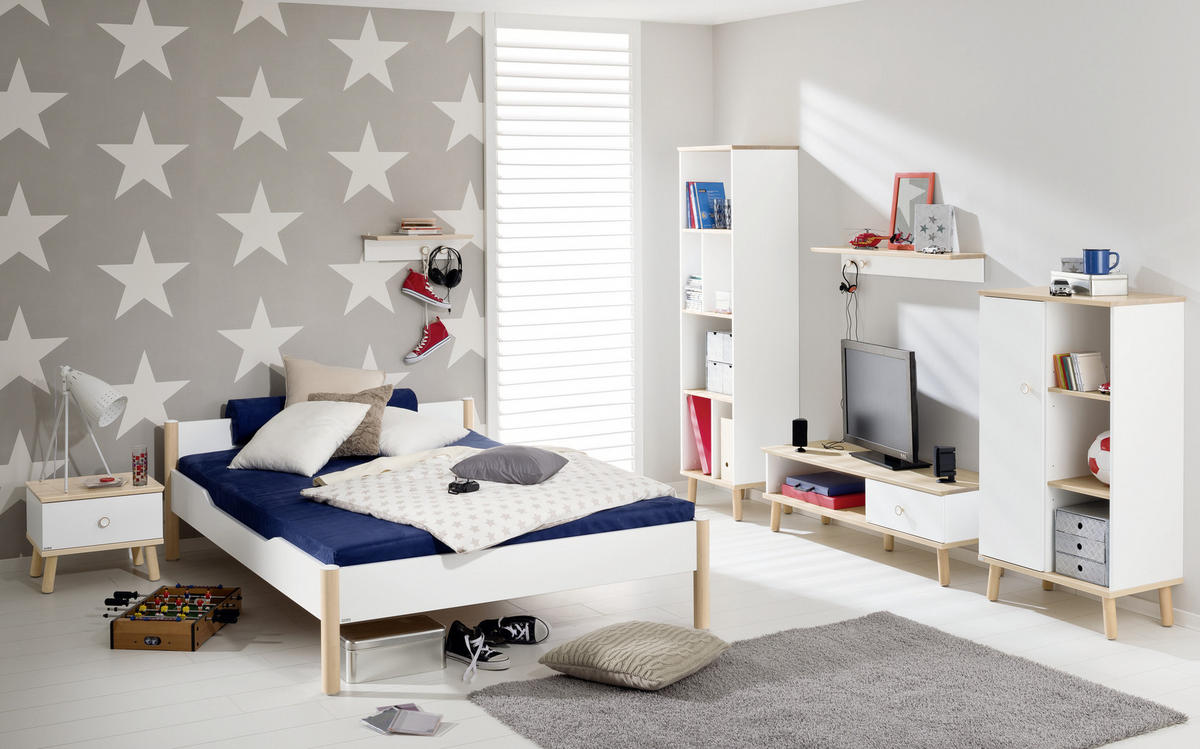 BETT 120/200 cm  in Weiss, Birkefarben   - Weiss/Birkefarben, Design, Holz/Holzwerkstoff (120/200cm) - Paidi