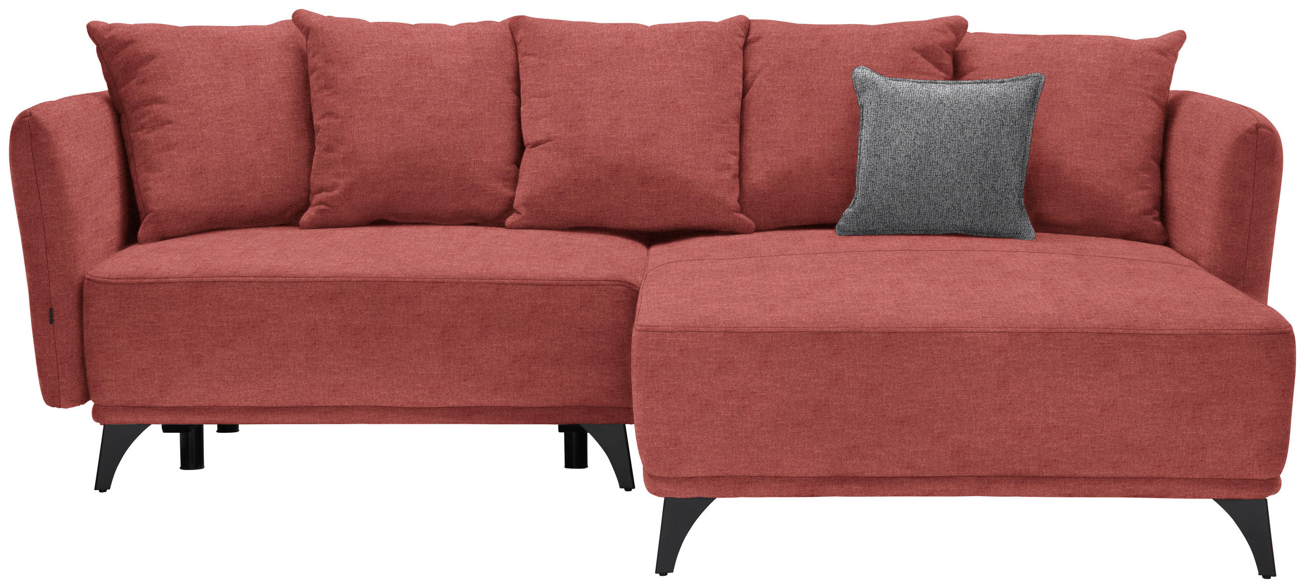 ECKSOFA in Chenille Dunkelrot  255/172 cm  - Schwarz/Grau, LIFESTYLE, Textil/Metall (255/172cm) - Carryhome