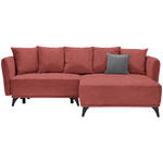 ECKSOFA in Chenille Dunkelrot  - Schwarz/Grau, LIFESTYLE, Textil/Metall (255/172cm) - Carryhome