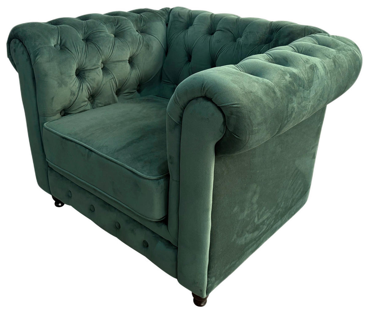 CHESTERFIELD-SESSEL Samt Grün, Schwarz  - Schwarz/Grün, Trend, Holz/Textil (102/73/87cm) - Xora