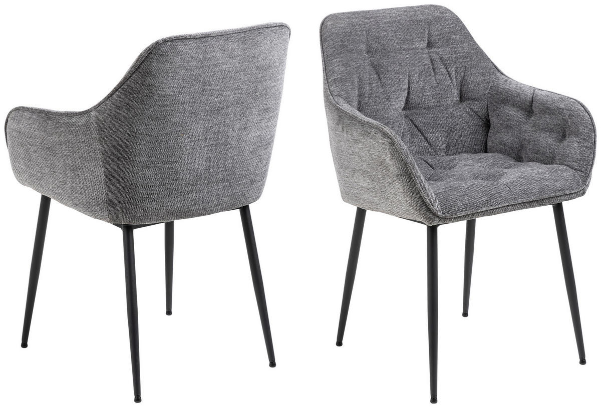 STOL MED ARMSTÖD vävt tyg  - svart/antracit, Design, metall/textil (58/83/55cm)