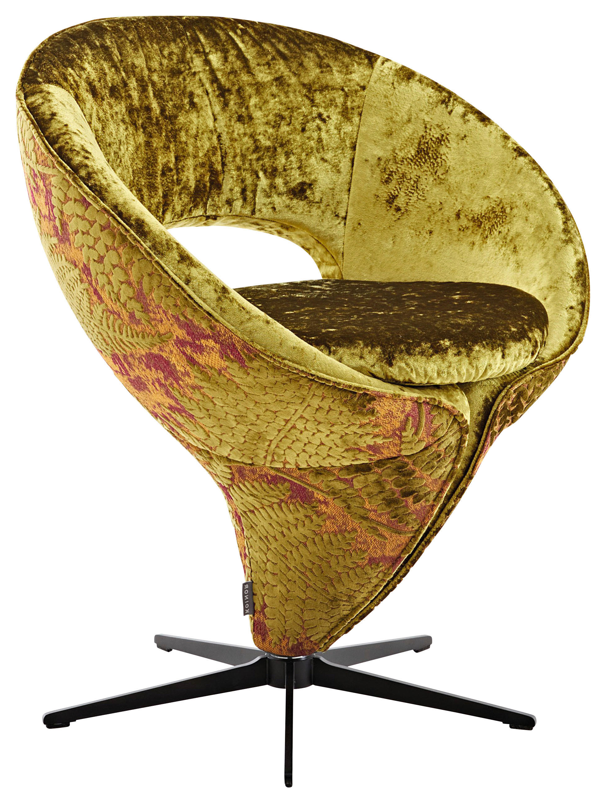 STUHL  Beinauswahl, Lederauswahl, Stoffauswahl, Typenauswahl, Sitzfläche 360° drehbar Velours, Flachgewebe  - Schwarz/Orange, Design, Textil/Metall (70/82/63cm) - Koinor