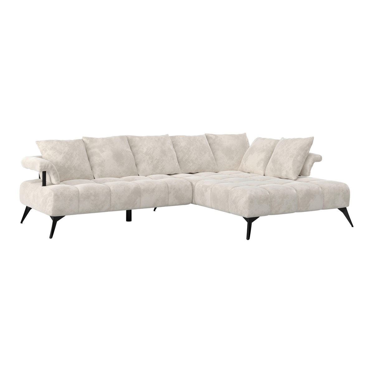 ECKSOFA VANESSA Beige Flachgewebe  - Beige/Schwarz, MODERN, Kunststoff/Textil (297/200cm) - Livetastic