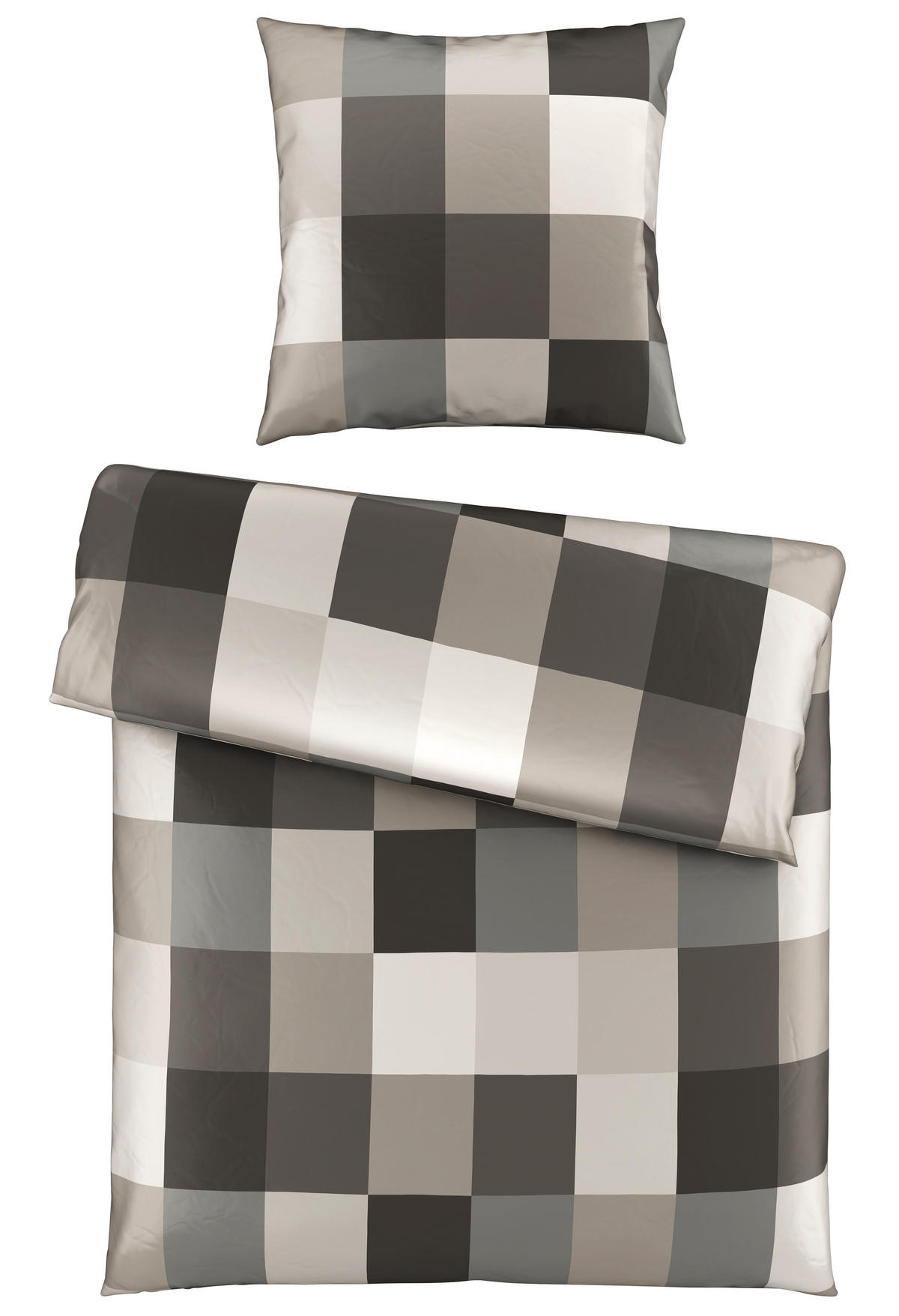 BETTWÄSCHE Beaufiat check Satin 135/200 cm  - Grau, Textil (135/200cm) - Novel