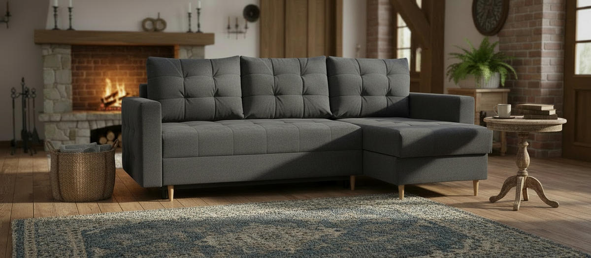 HÖRNSOFFA i antracit  - antracit, Design, textil (232/141cm) - MID.YOU