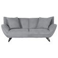 3-SITZER-SOFA in Samt Hellgrau  - Hellgrau/Schwarz, Design, Textil/Metall (203/90/95cm) - Carryhome