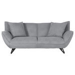 3-SITZER-SOFA in Samt Hellgrau  - Hellgrau/Schwarz, Design, Textil/Metall (203/90/95cm) - Carryhome