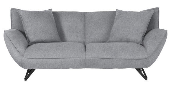 3-SITZER-SOFA in Samt Hellgrau  - Hellgrau/Schwarz, Design, Textil/Metall (203/90/95cm) - Carryhome