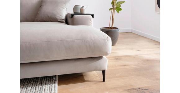 ECKSOFA  in Velours Sandfarben Rücken echt  253/177 cm  - Sandfarben/Schwarz, Design, Textil/Metall (253/177cm) - Dieter Knoll
