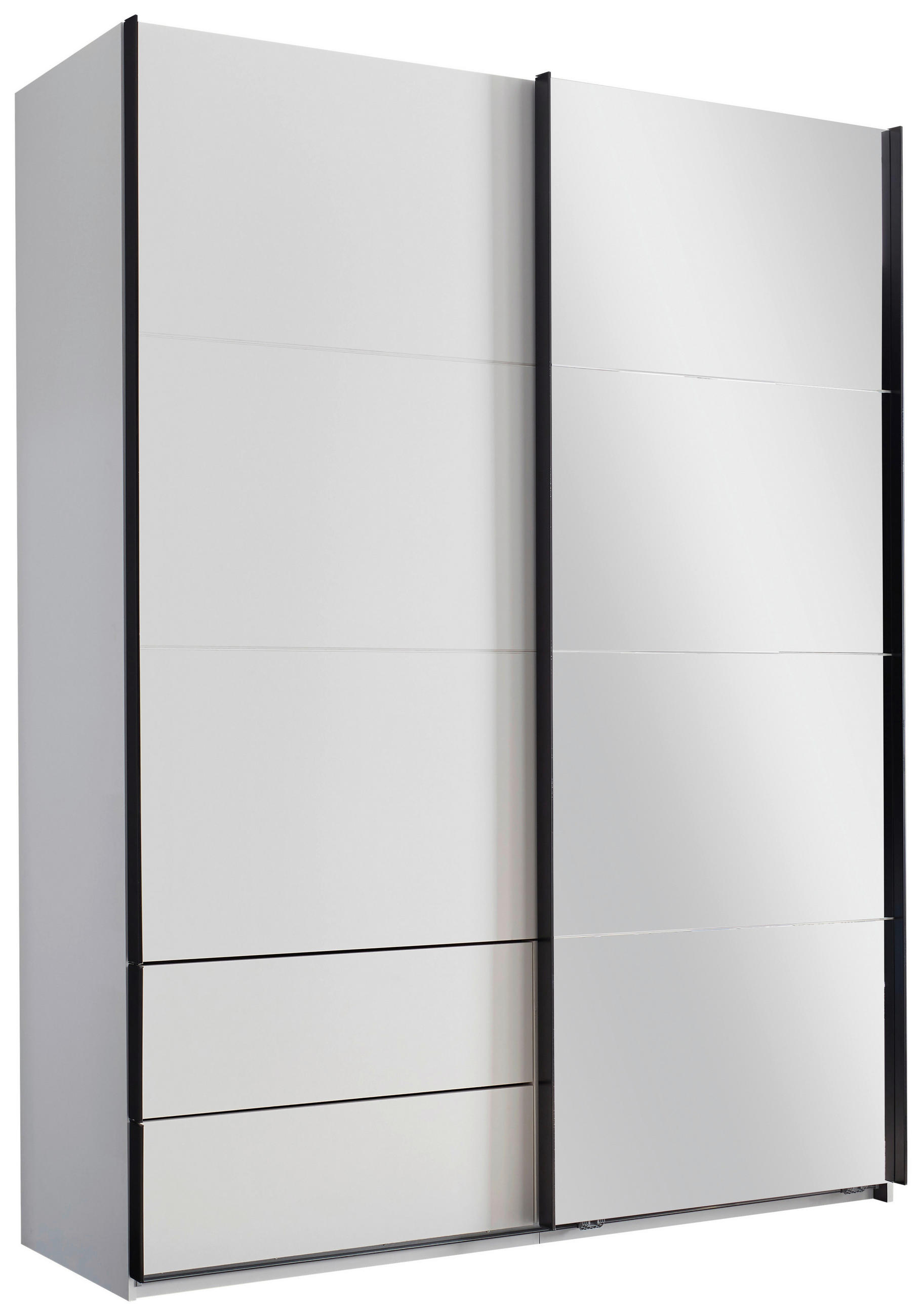 SCHWEBETÜRENSCHRANK 170/225,5/60 cm 2-türig Weiß, Schwarz  - Schwarz/Weiß, KONVENTIONELL, Glas/Holzwerkstoff (170/225,5/60cm) - Xora
