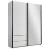 SCHWEBETÜRENSCHRANK 170/225,5/60 cm 2-türig Weiß, Schwarz  - Schwarz/Weiß, KONVENTIONELL, Glas/Holzwerkstoff (170/225,5/60cm) - Xora