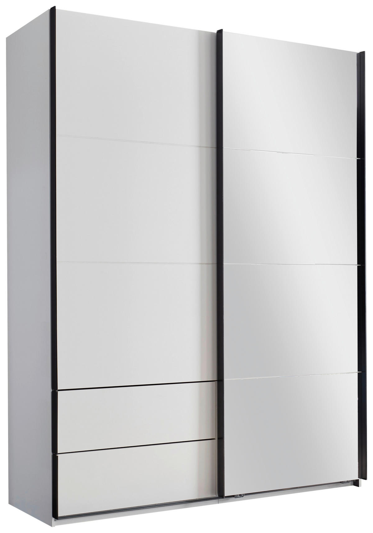 SCHWEBETÜRENSCHRANK  in Weiß, Schwarz  - Schwarz/Weiß, KONVENTIONELL, Glas/Holzwerkstoff (170/225,5/60cm) - Xora