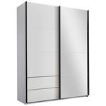 SCHWEBETÜRENSCHRANK  in Weiß, Schwarz  - Schwarz/Weiß, KONVENTIONELL, Glas/Holzwerkstoff (170/225,5/60cm) - Xora
