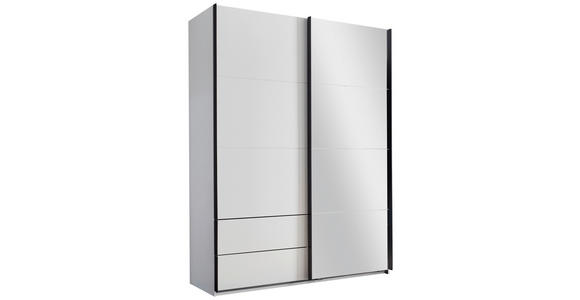 SCHWEBETÜRENSCHRANK  in Weiß, Schwarz  - Schwarz/Weiß, KONVENTIONELL, Glas/Holzwerkstoff (170/225,5/60cm) - Xora