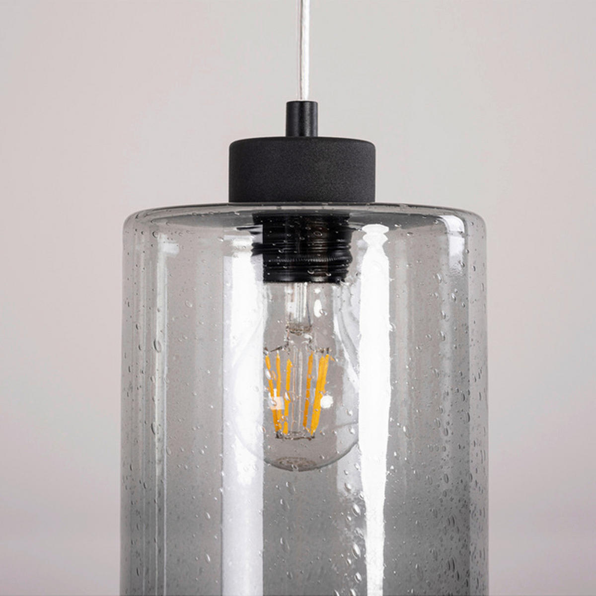 HÄNGELEUCHTE ZEFIR 15/76/130 cm  - Schwarz, Design, Glas (15/76/130cm)