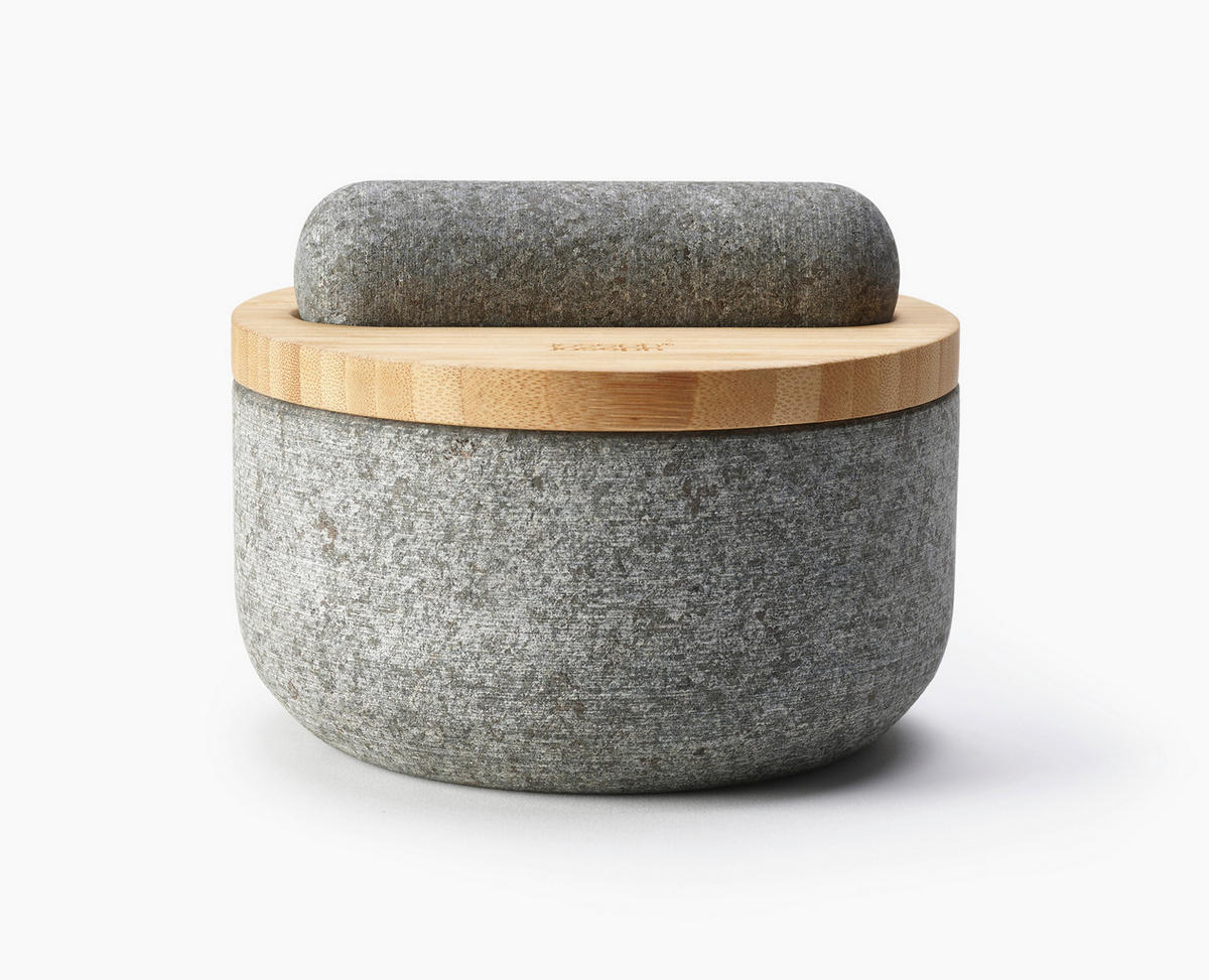 MÖRSERSET    - Grau, Basics, Holz/Stein (15,5/15,5/13cm) - Joseph Joseph
