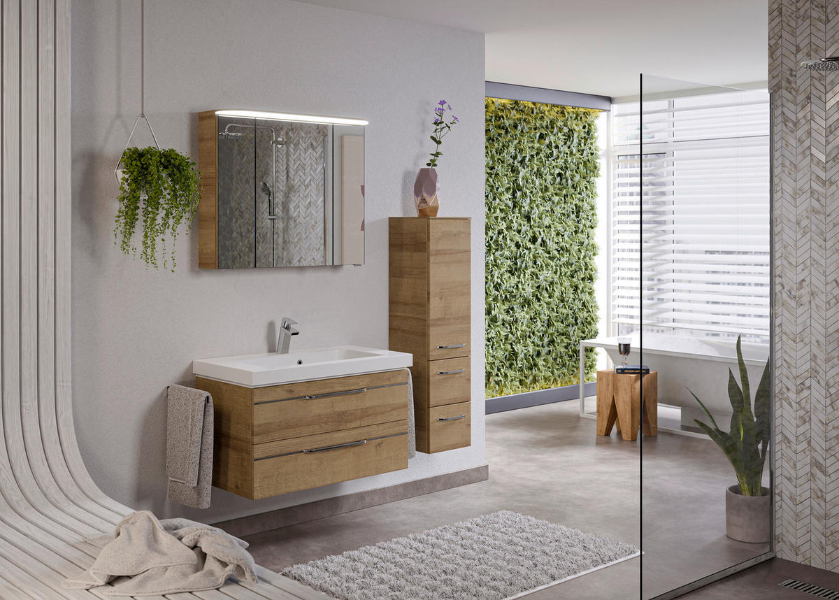 BADEZIMMER  in 122 cm  - Chromfarben/Eichefarben, KONVENTIONELL, Glas/Holzwerkstoff (122cm) - Pelipal