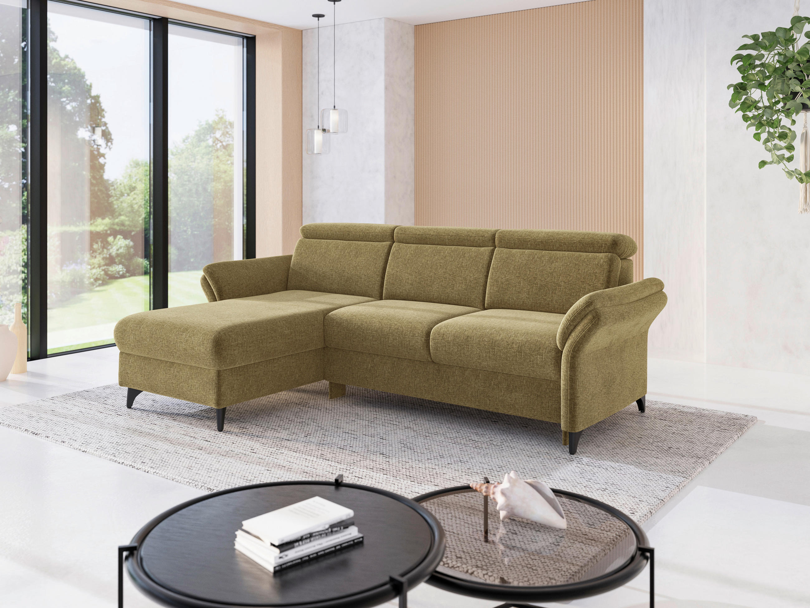 Sit & More ROHOVÁ SEDAČKA, textil, olivově zelená